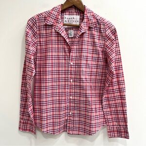 Frank & Eileen long-sleeve button-up shirt pink white plaid Barry style medium